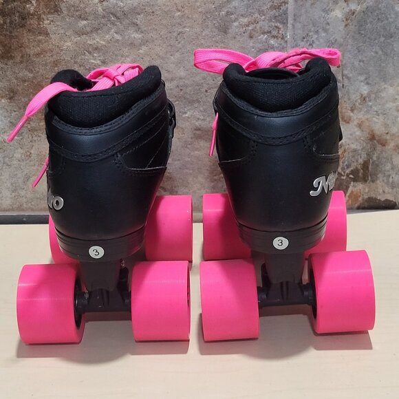 Epic Super Nitro Quad Speed Roller Skates Black Boots Pink Wheels Youth 3 - Picture 3 of 11
